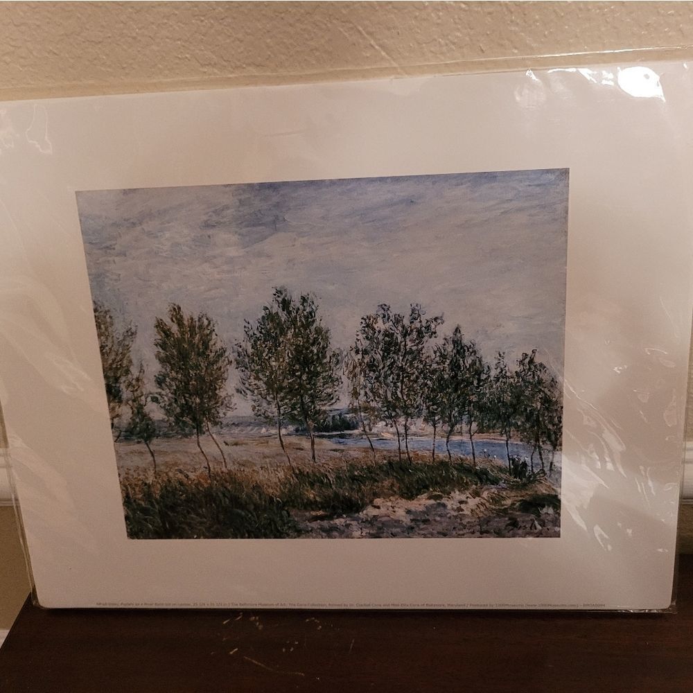 11x14 Print Sidley Poplars on a River Bank